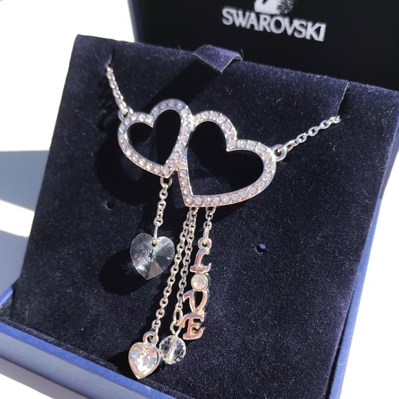Swarovski Heart Lock Pendant Love Necklace - Picture 7 of 8